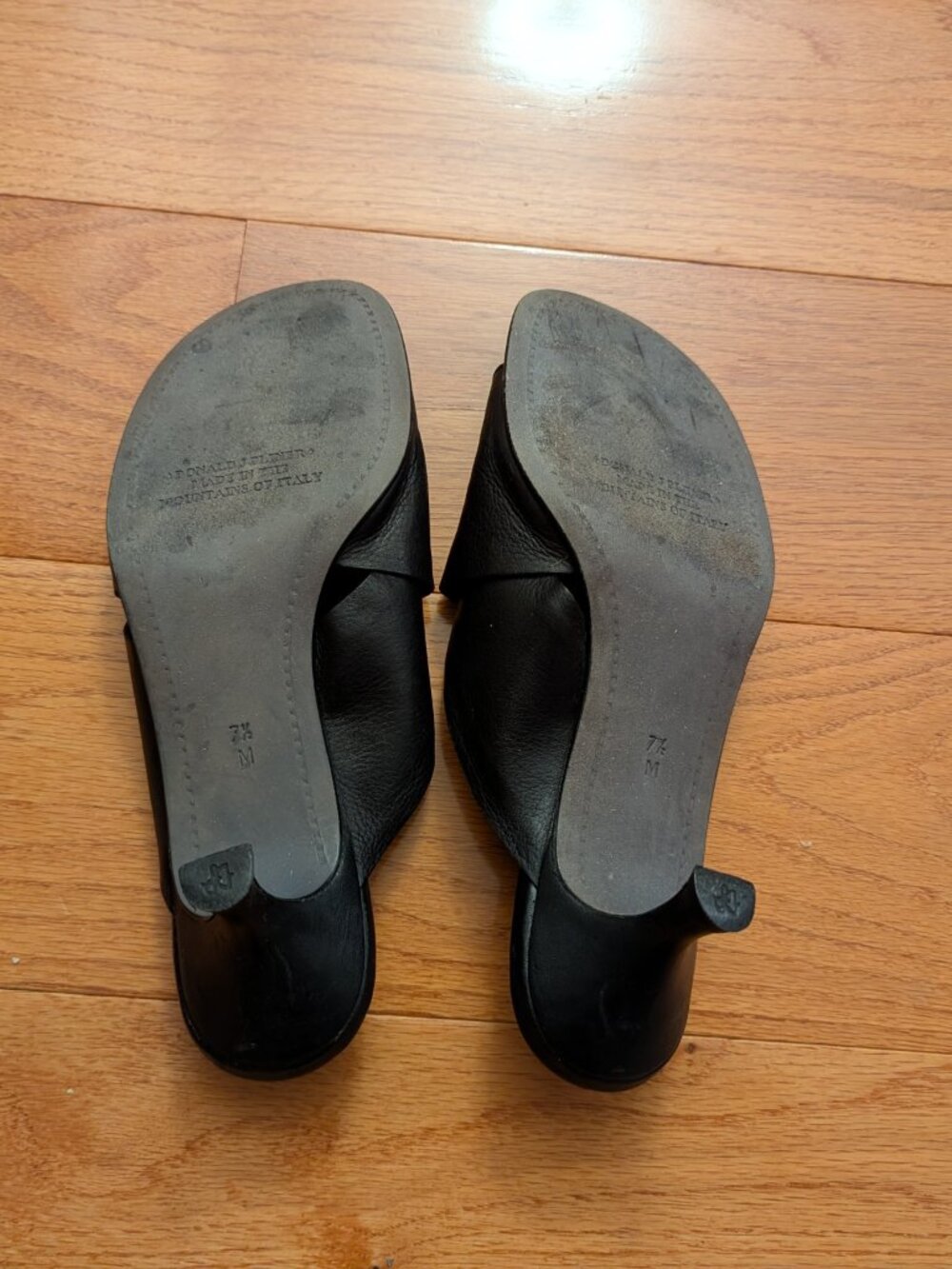 Donald J Pliner Black Napa Leather Sandal Heels Size 7.5 MADE IN ITALY - Picture 8 of 11